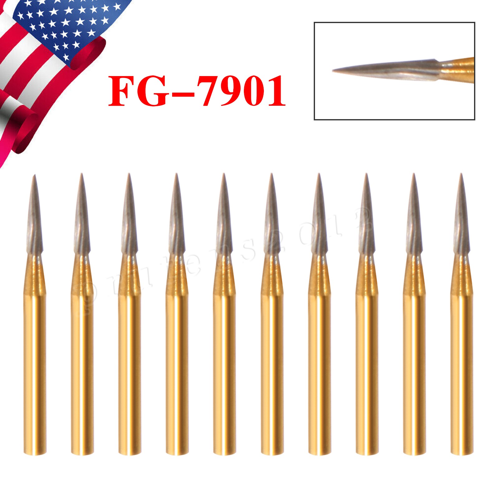Dental Tungsten Carbide Burs Trimming & Finishing & Polishing Flame FG 7901