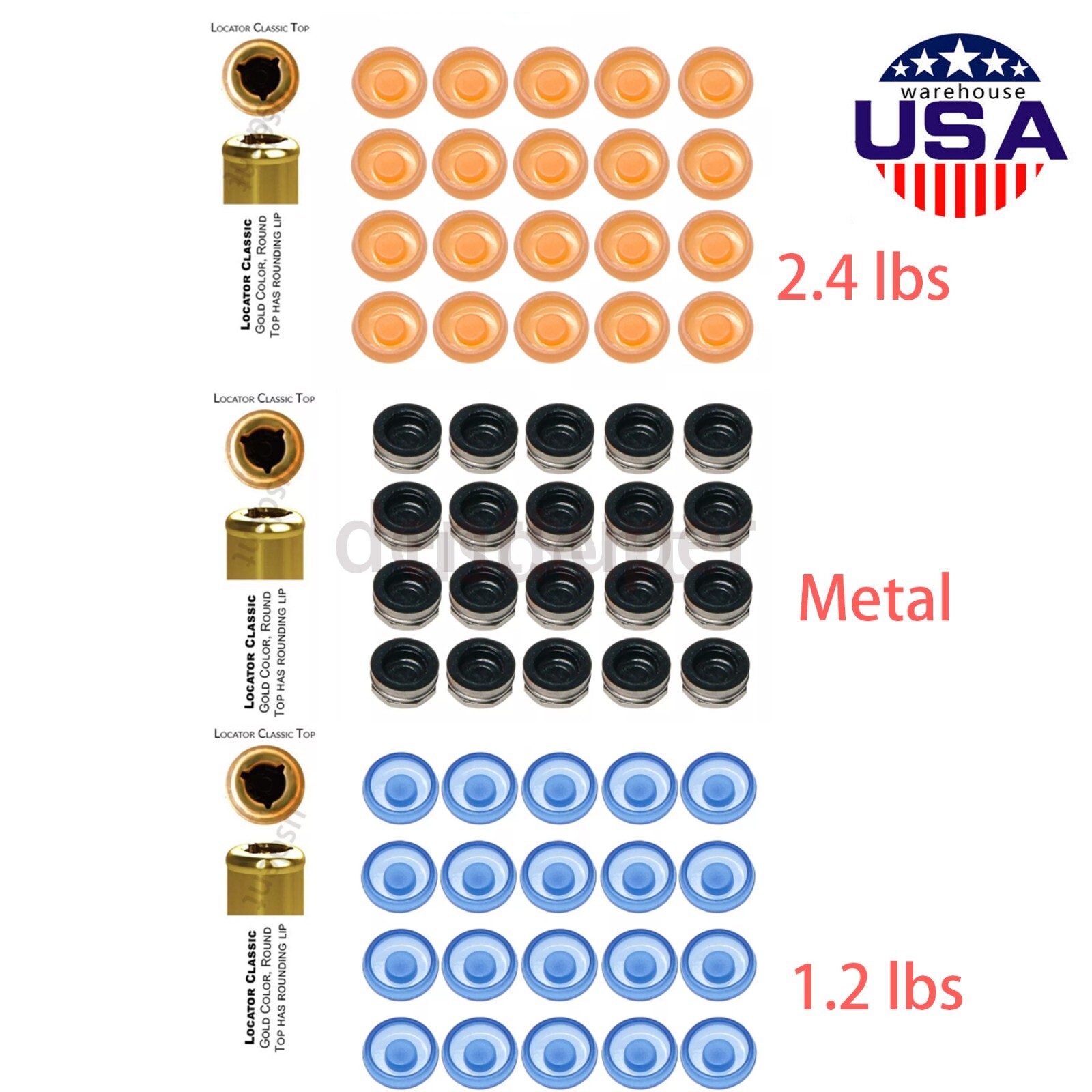US Dental Retention Caps Lab Cap for Overdenture Locator male processing Inserts