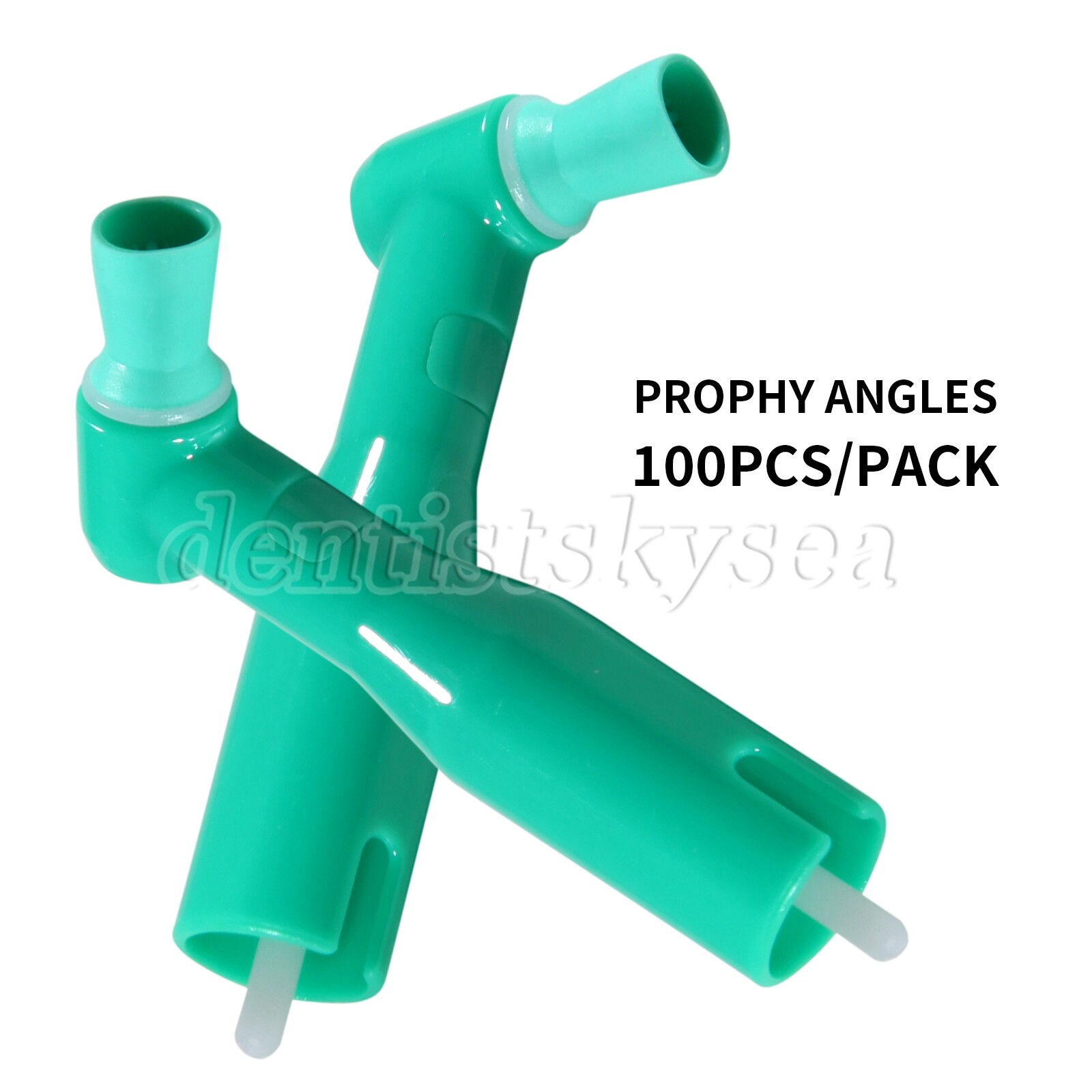 100pcs Dental Prophy Angle Polish Cup Disposable 105° Contra Angle Brush Green