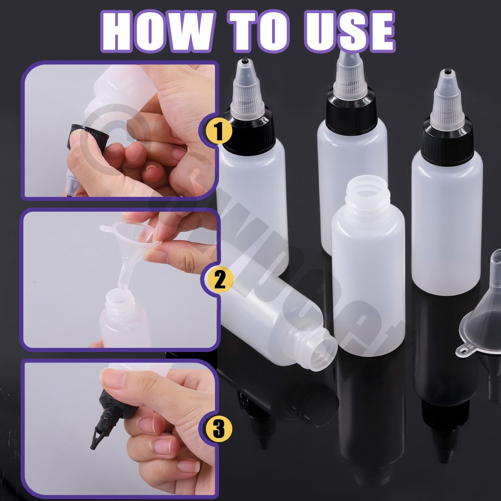 Swpeet 25Pcs Clear Dispensing Bottles with Small Funnels 30ML, Transparent