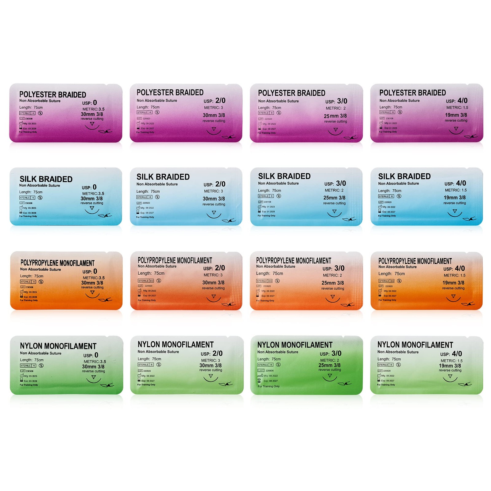 Sterile Sutures Thread & with Tools , First Aid Field Emergency Supplies, 16 …