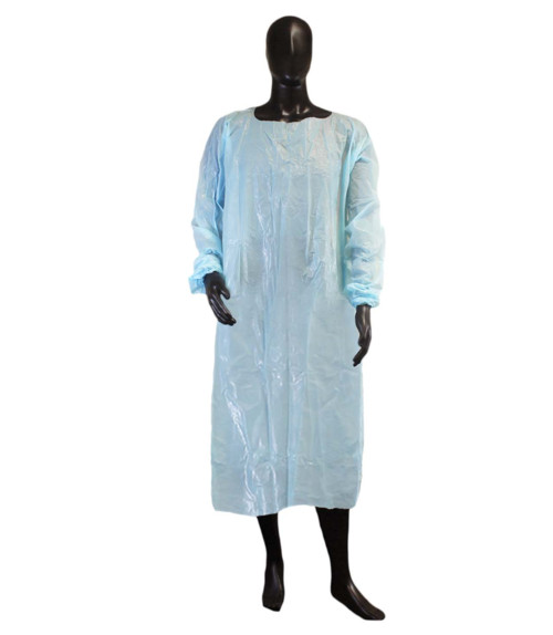 100 Disposable Isolation Gown Polyethylene Gowns w/ Thumb Hole .99 Ea Free Ship