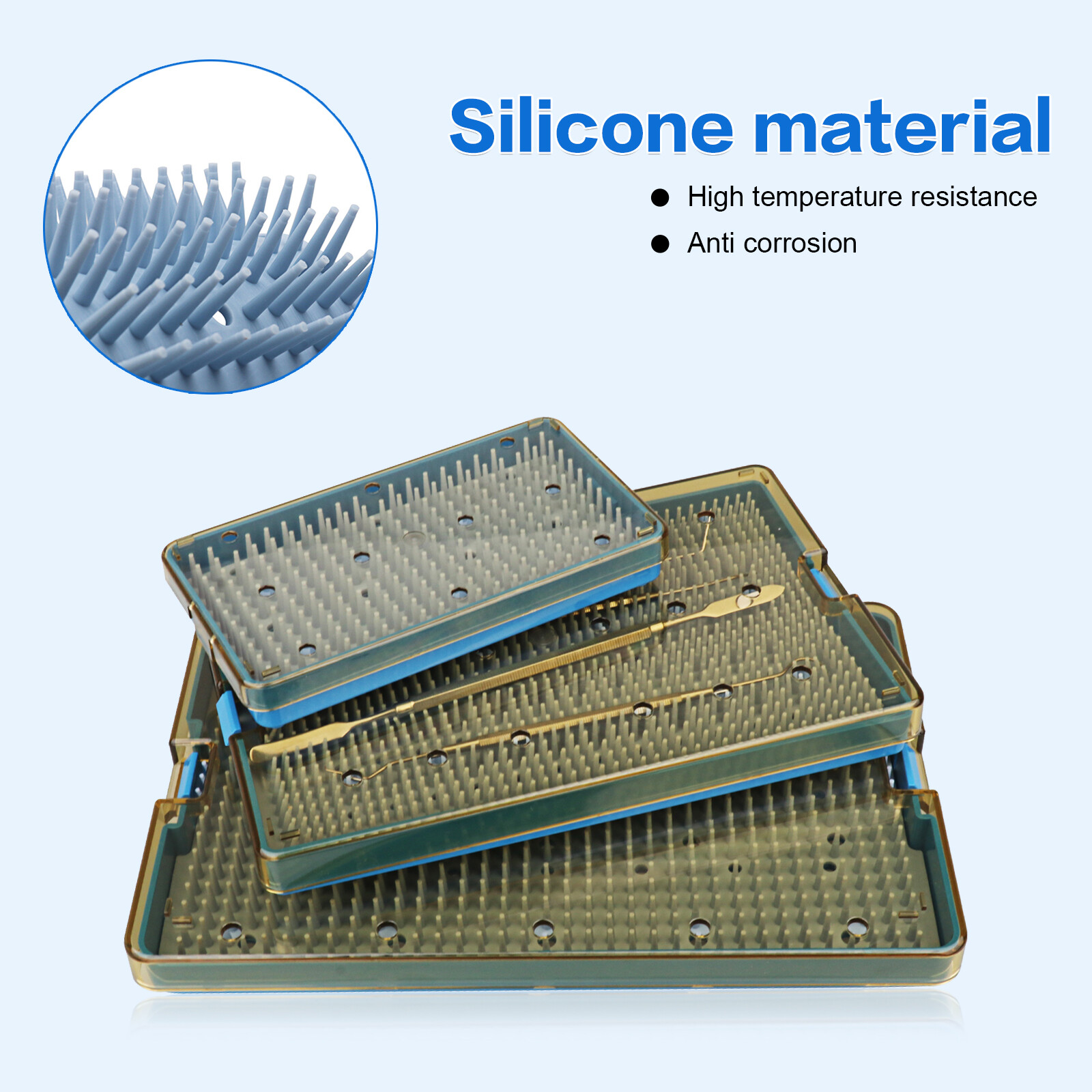 Silicone Sterilization Tray Disinfection Case Autoclavable Box L/M/S Instruments