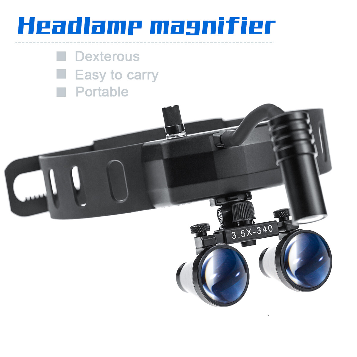 Dental 5W LED Binocular Headlight Leather Headband DY-005+3.5X Surgery Loupe CE