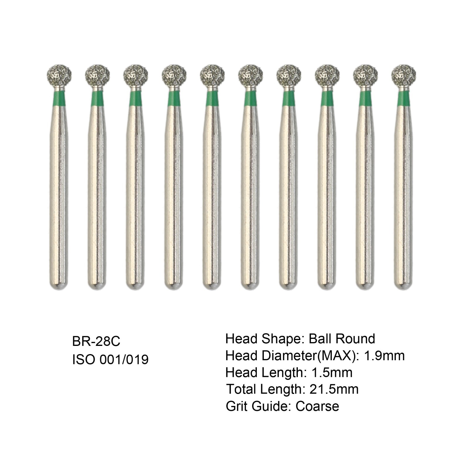 Dental Diamond Burs FG Ball Round End Taper Flame Chamfur Coarse Fine High Speed