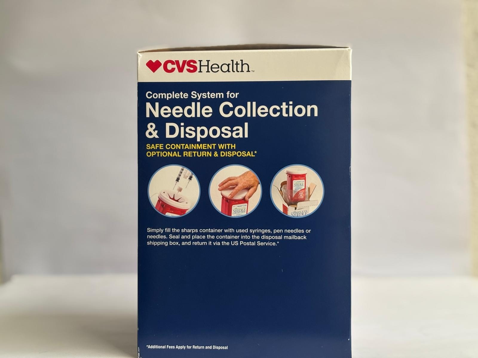 “CVS Health Sharps Needle Disposal Collection Container Kit – New Sealed – USPS