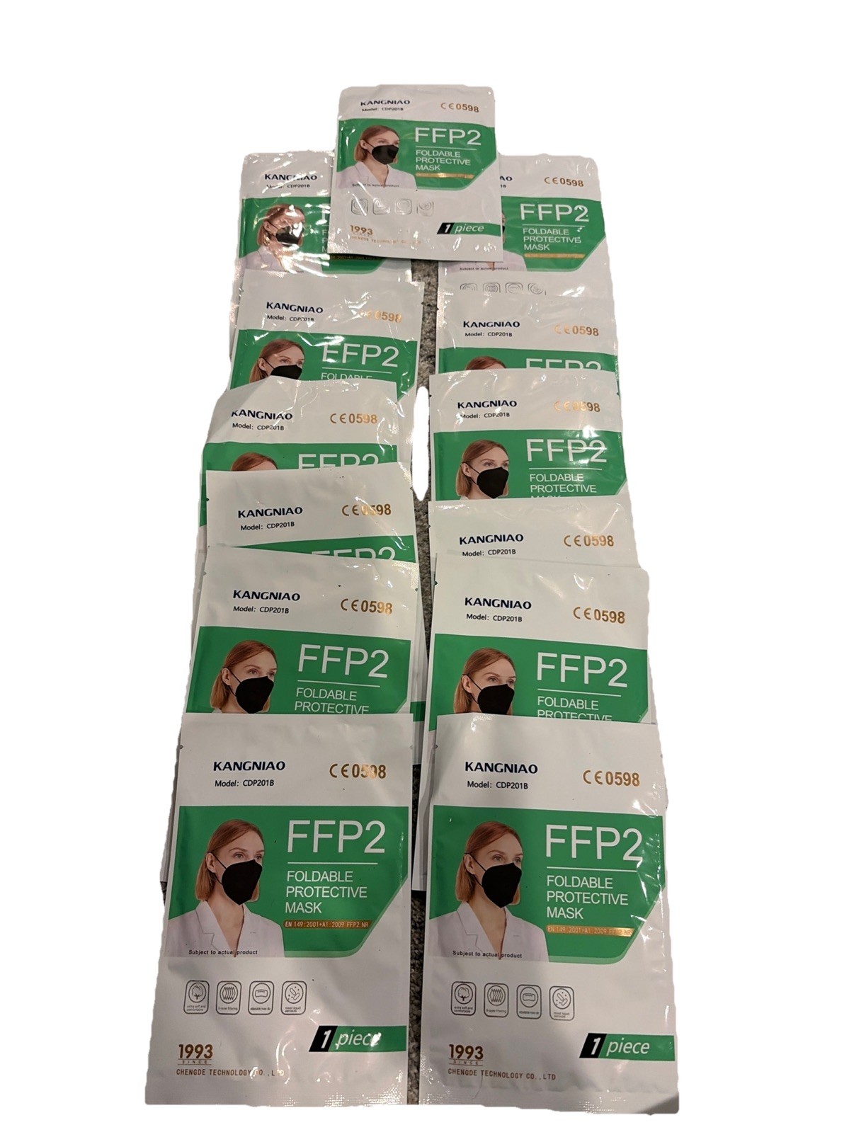 Personal Protective Face Mask Ear Loop Individually Packaged Lot of 13 Black NEW