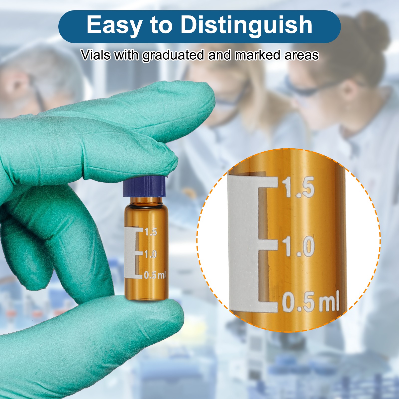 2ml Autosampler Vial, 200Pcs Pre-Slit Septa Amber Vials with Labels