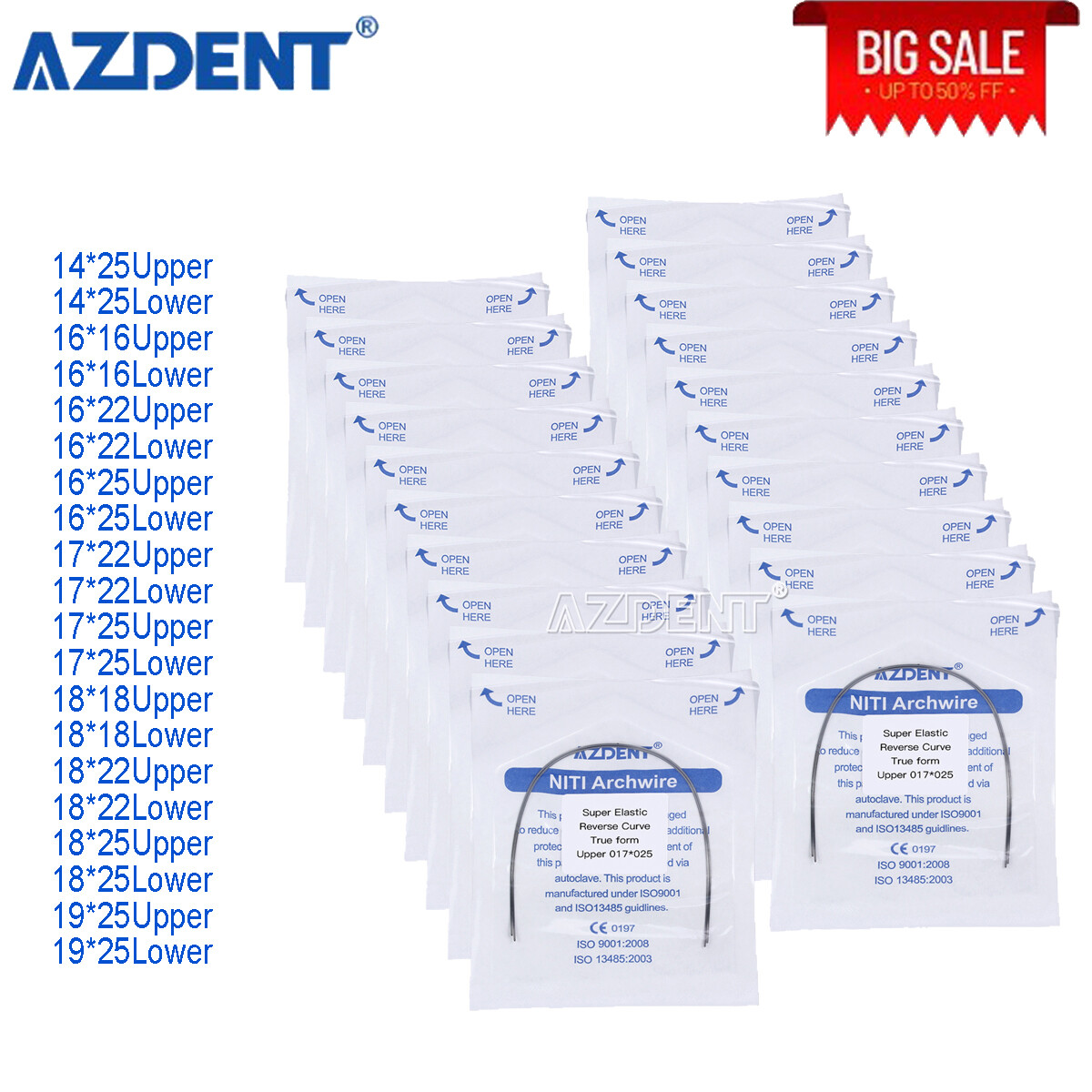 AZDENTDental Orthodontic Niti Arch Wire Reverse Curve Rectangular Wire True Form