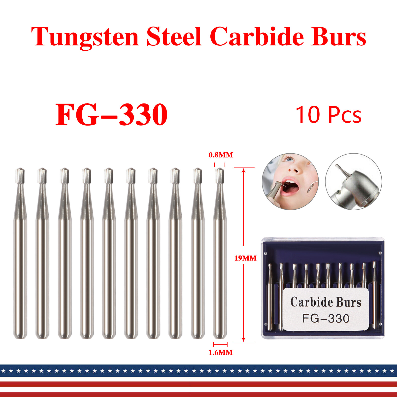 FG330 Carbide Burs Friction Grip Made in China (100-10) Burs