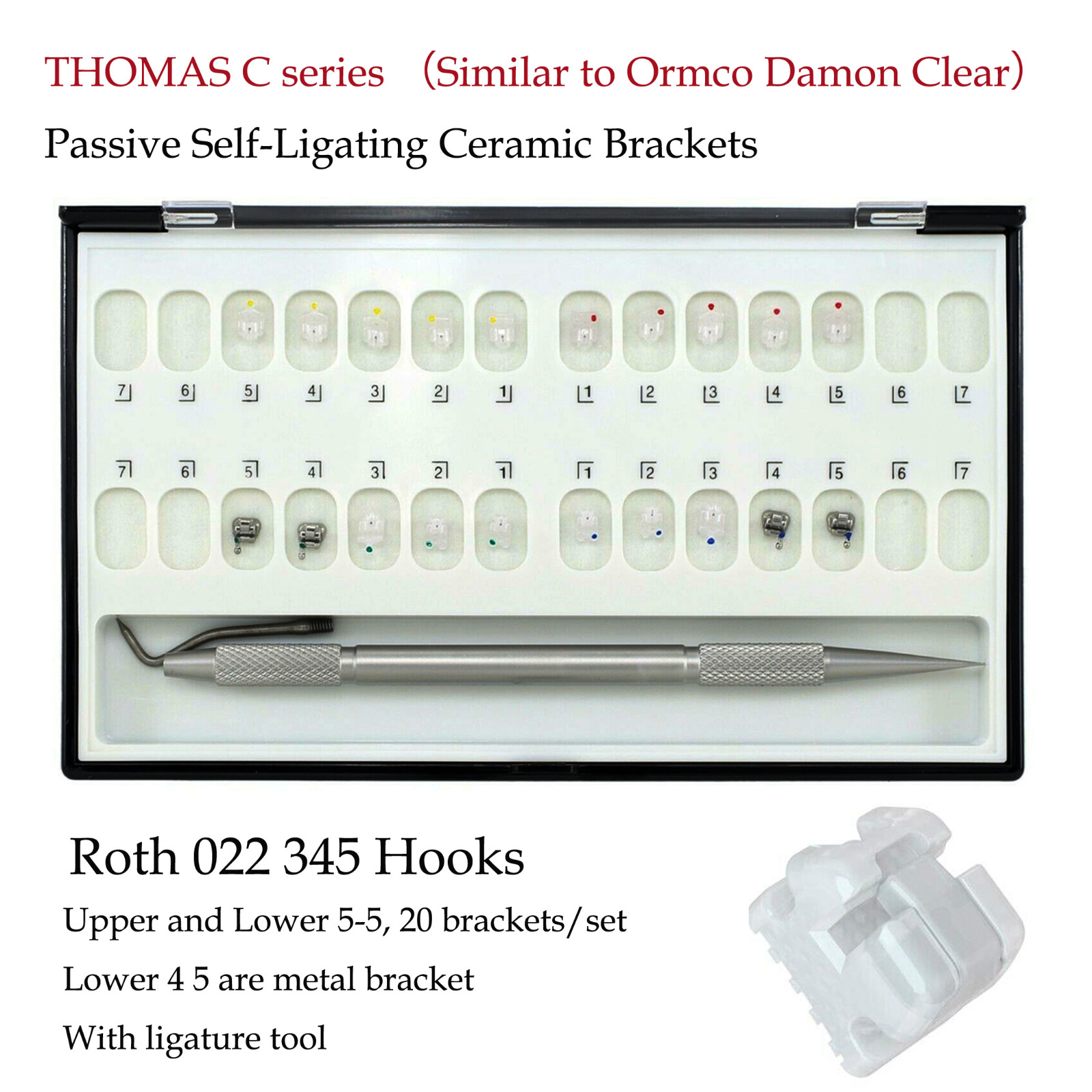 Orthodontic Self-ligating Bracket Ceramic Braces Damon Clear 3M Clarity Roth MBT