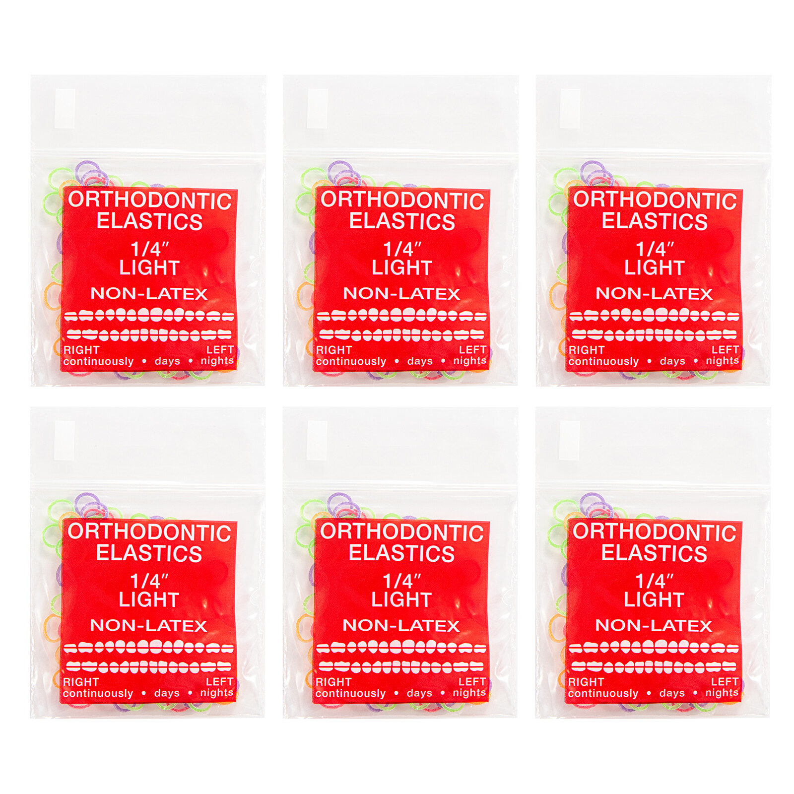 JMU Orthodontic Elastics Light Medium Heavy Neon Ortho Rubber Bands Latex Free