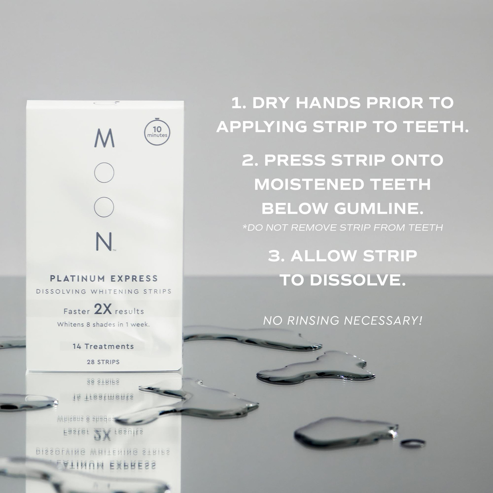 MOON Dissolving Teeth Whitening Strips, 28 28 Count (Pack of 1), Clear