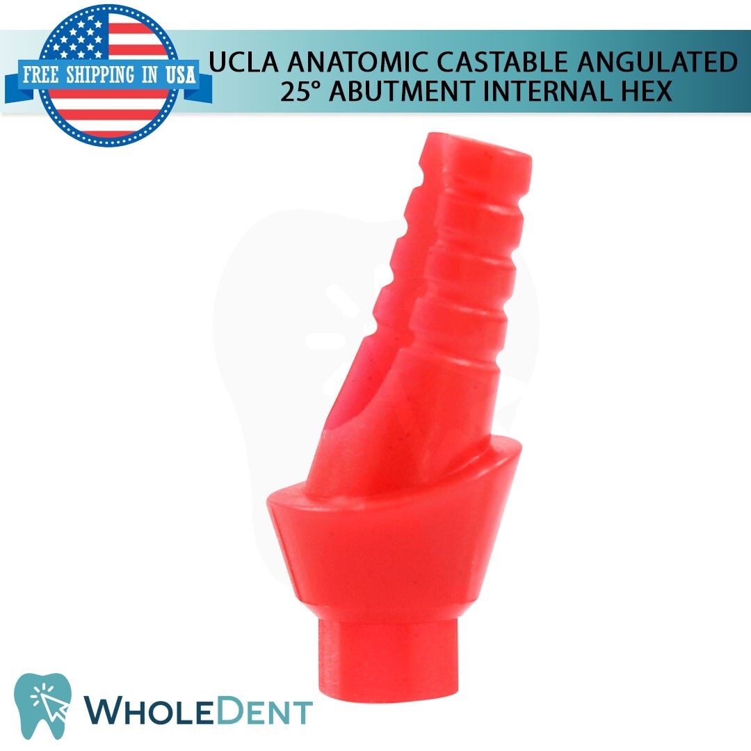 5x UCLA Angulated Anatomic Fully Castable Abutment 25° Int Hex Instrument Tool