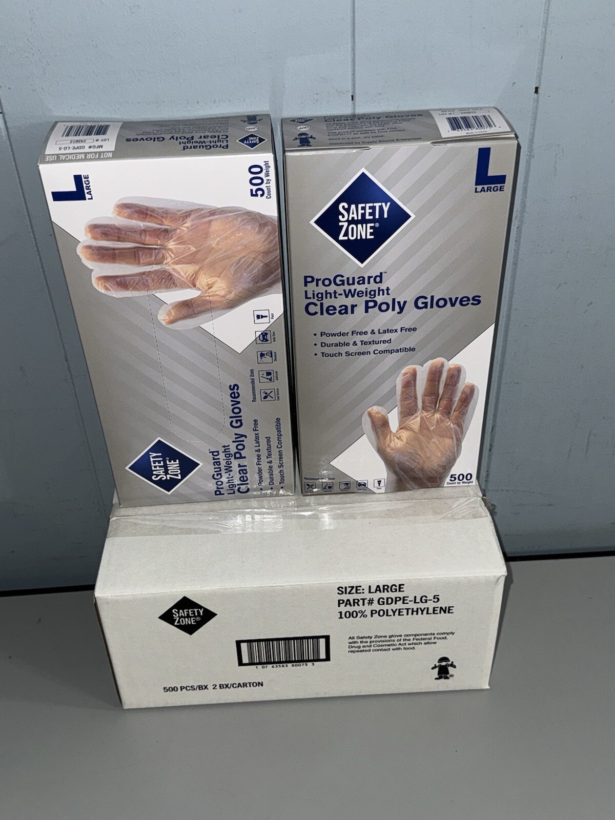 2000 Safety Zone Poly Gloves Size Large – 4 Boxes x 500
