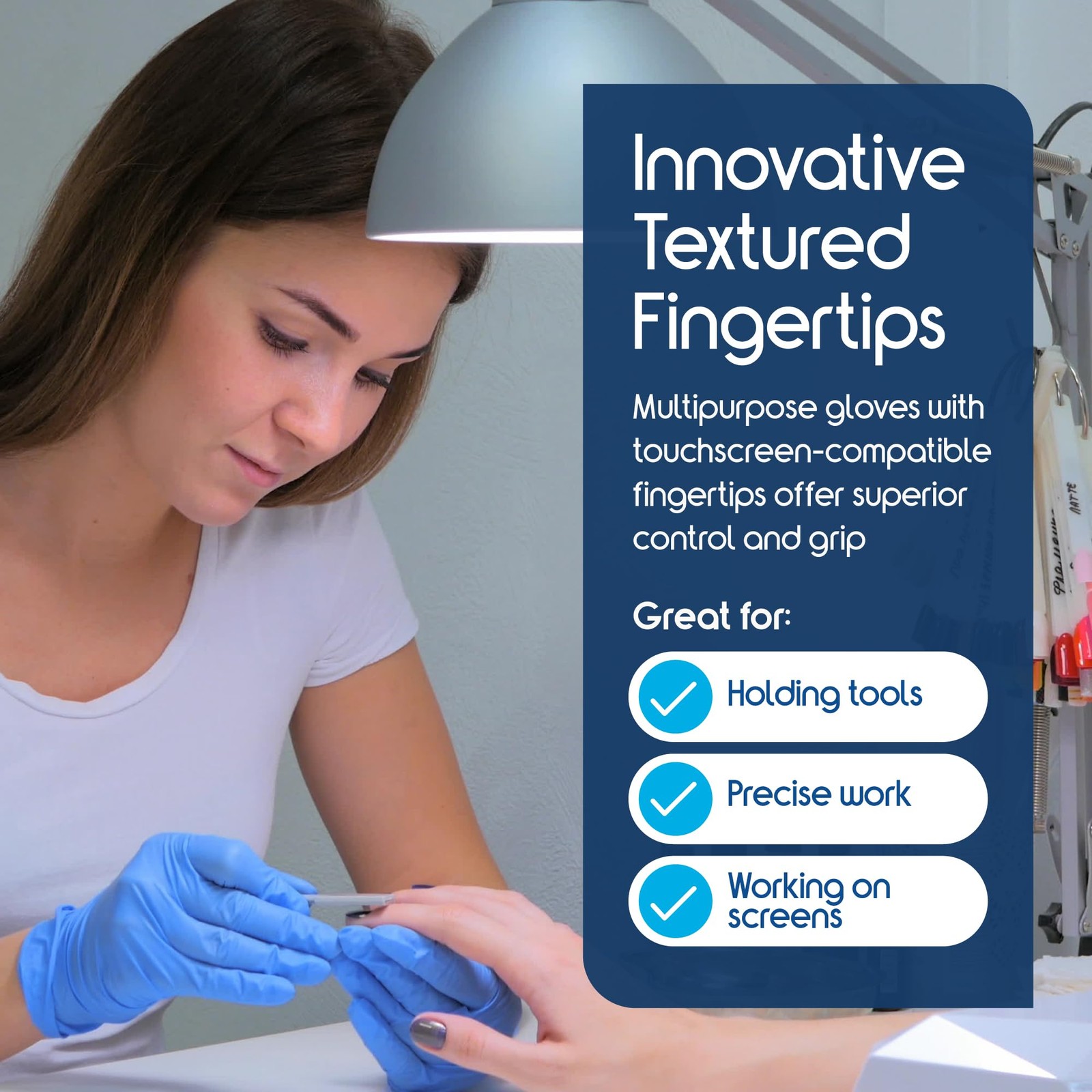 Inspire Nitrile-Vinyl Blend Gloves Disposable Latex Free Multipurpose Blue Di…