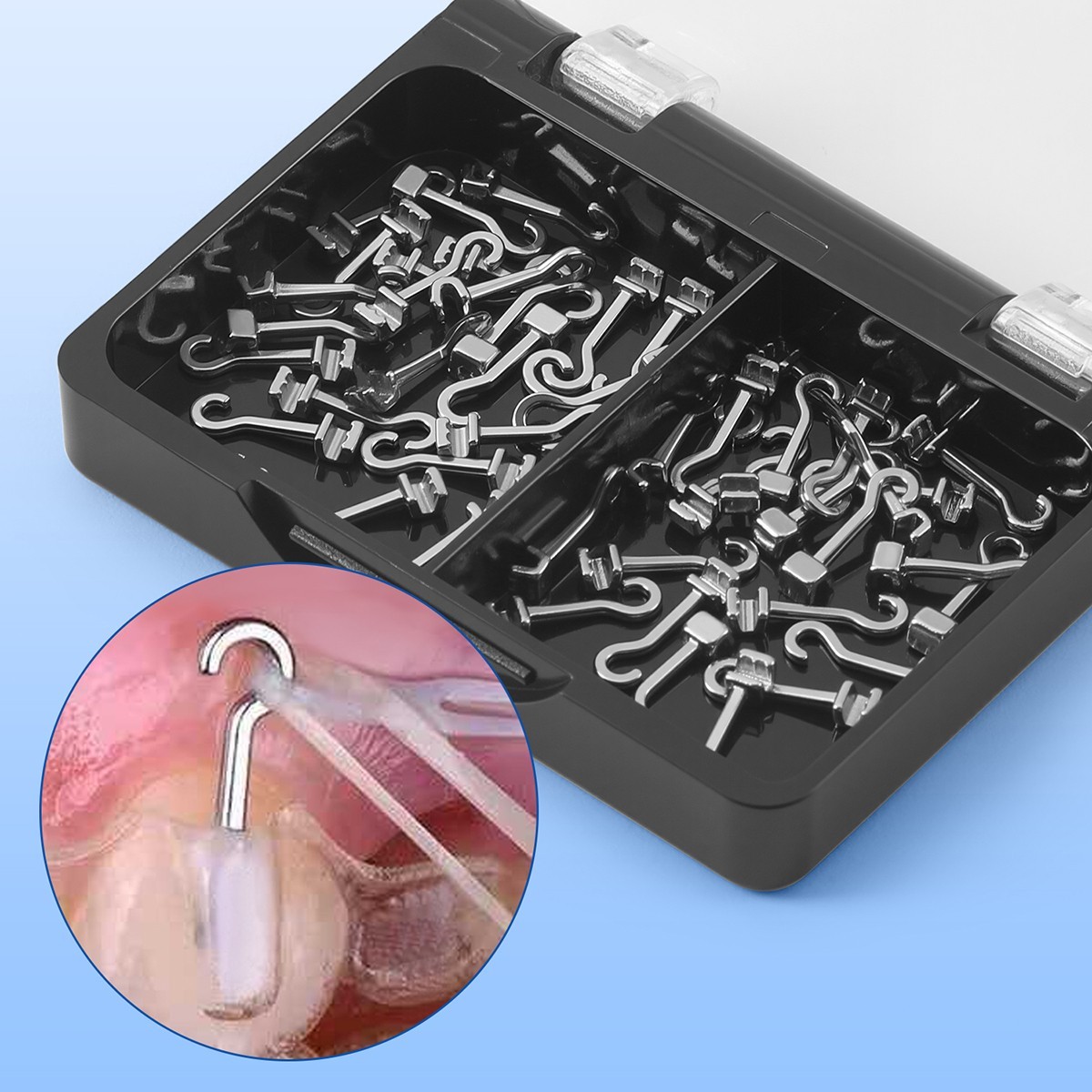 50pcs Dental Ortho Sliding Crimpable Hooks Long Right/Left Curved Crimpable Hook
