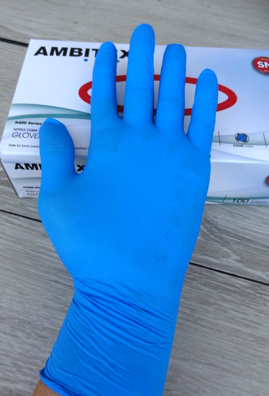 Ambitex Blue Nitrile Exam Gloves N400 Series Sz. SM (100/pk) Small Petit