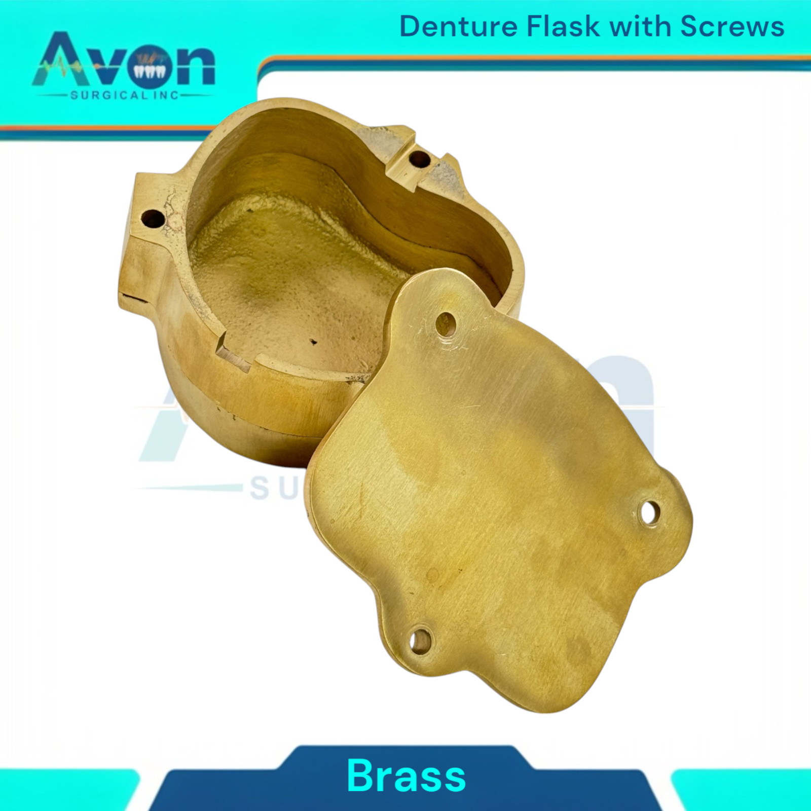 Denture Flask with Screws – Brass – Upper or Lower – Dental Ejector (1 Flask)