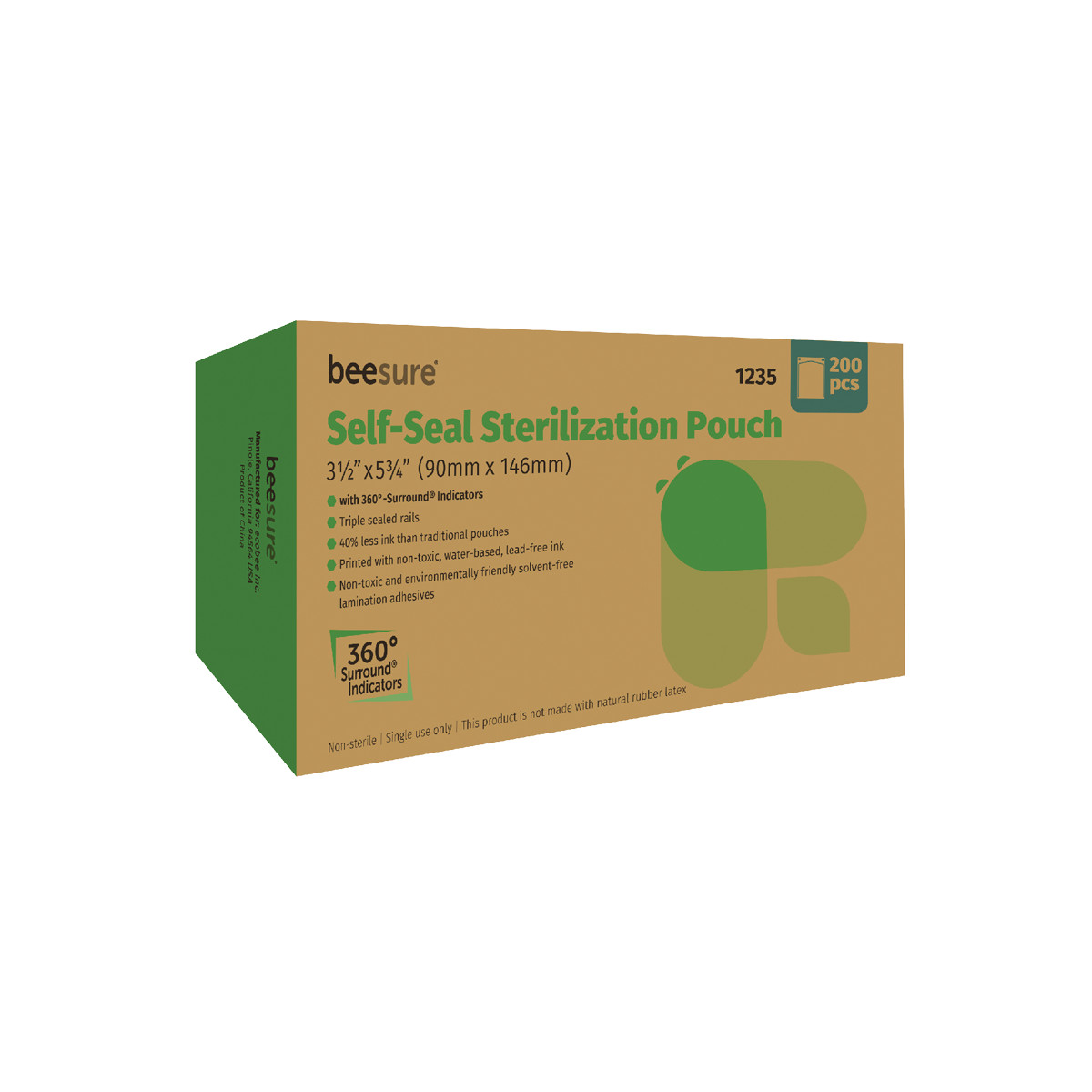 BeeSure Sterilization Pouches (3-1/2″ x 5-3/4″) – Pkg. 200