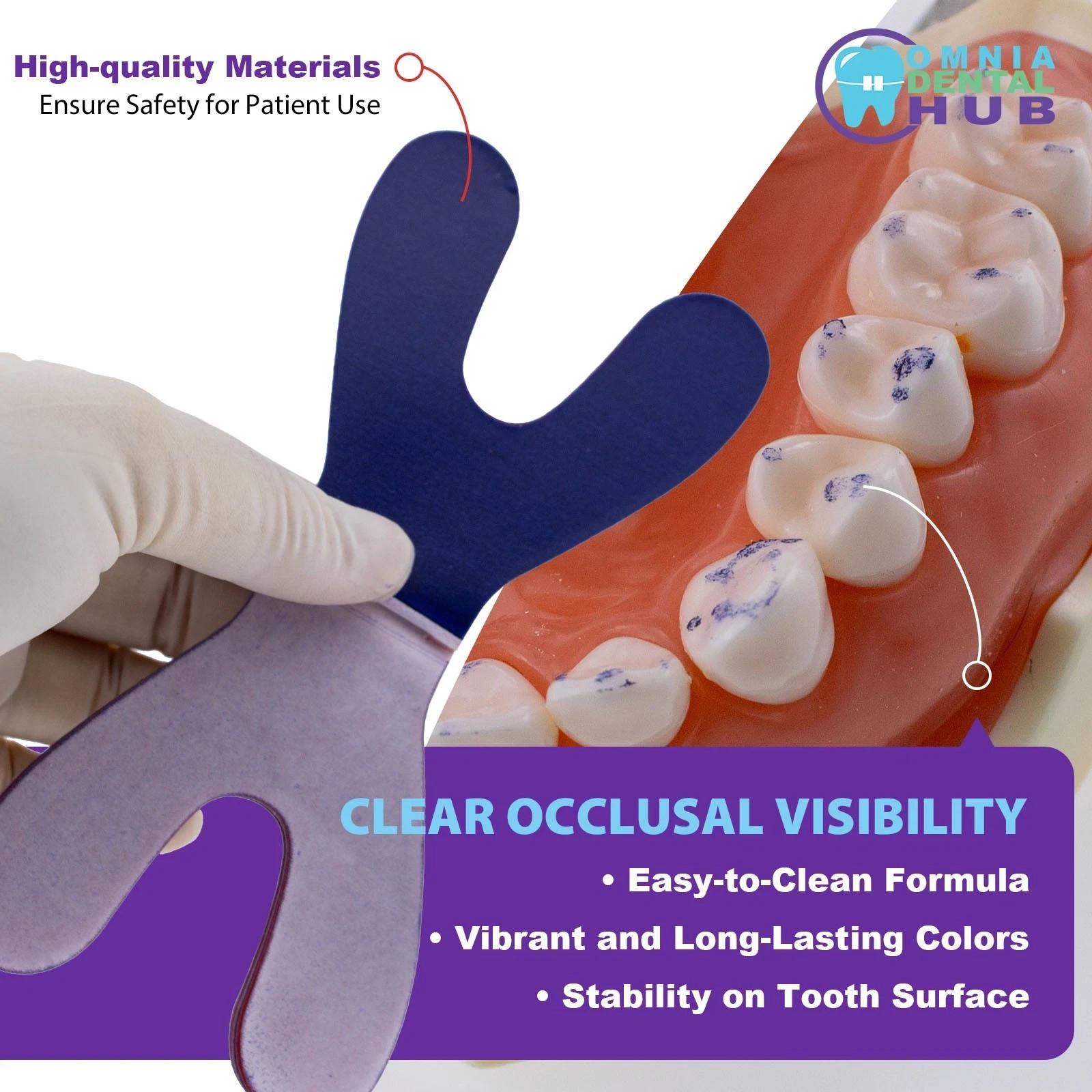 120Sheets/Box Dental Articulating Paper Horseshoe Form Thick Type 100um Red/Blue