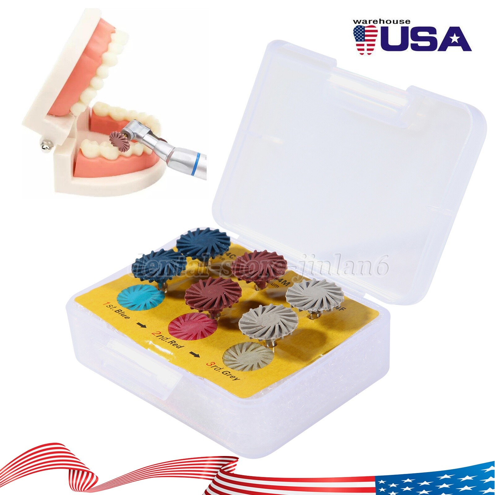 Dental Composite Polishing Kit Diamond RA Polisher Burs For Contra Angle 2.35mm