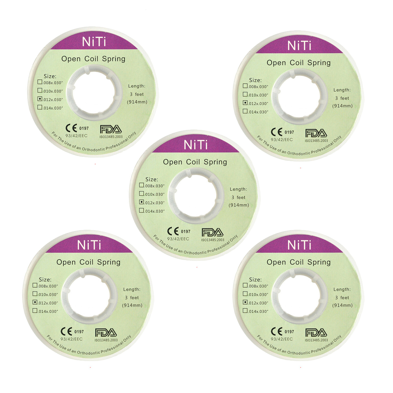 Dental Orthodontic Niti Open Coil Spring Spool Dia.010/012 Inch 914 mm 3 Feet