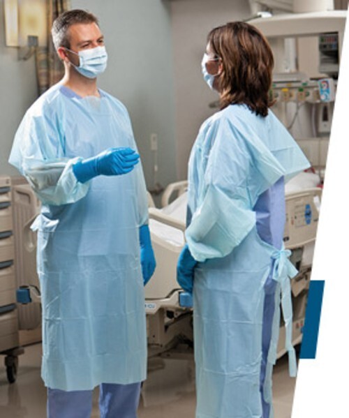 TIDI Products 8575 SafetyPlus Polyethylene Gown, Light Blue (Pack of 75)