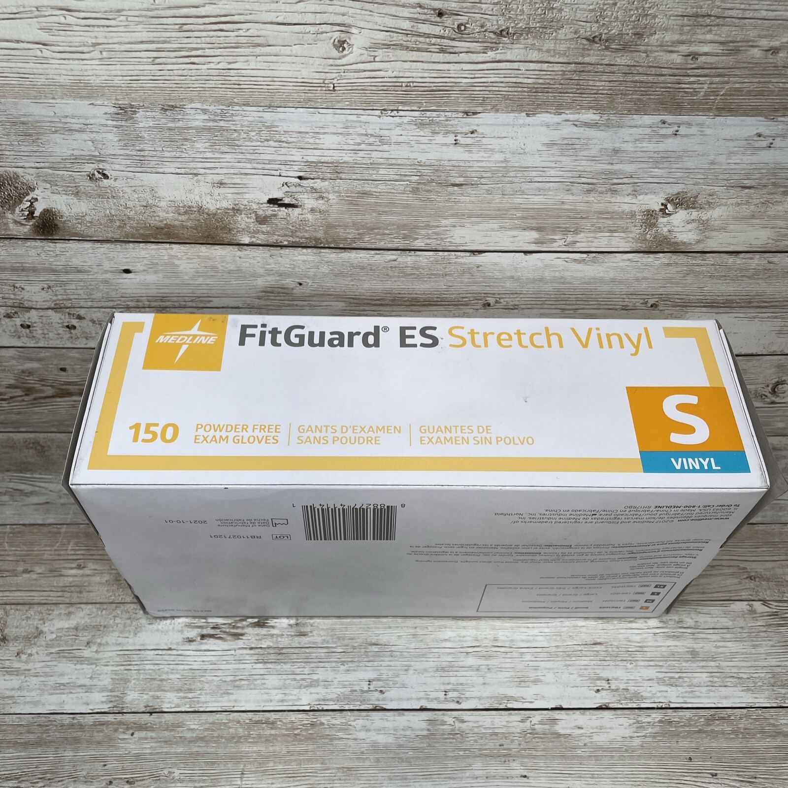 4 *DENTED* Boxes MEDLINE FITGUARD ES Stretch Vinyl Exam Gloves Size: Small 600ct