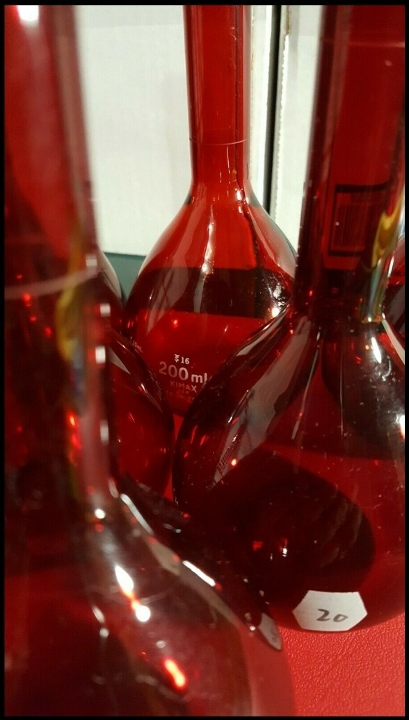 6/PK Kimax 200mL RaySorb Class A Red Glass Volumetric Flask 28016 R/CZ10