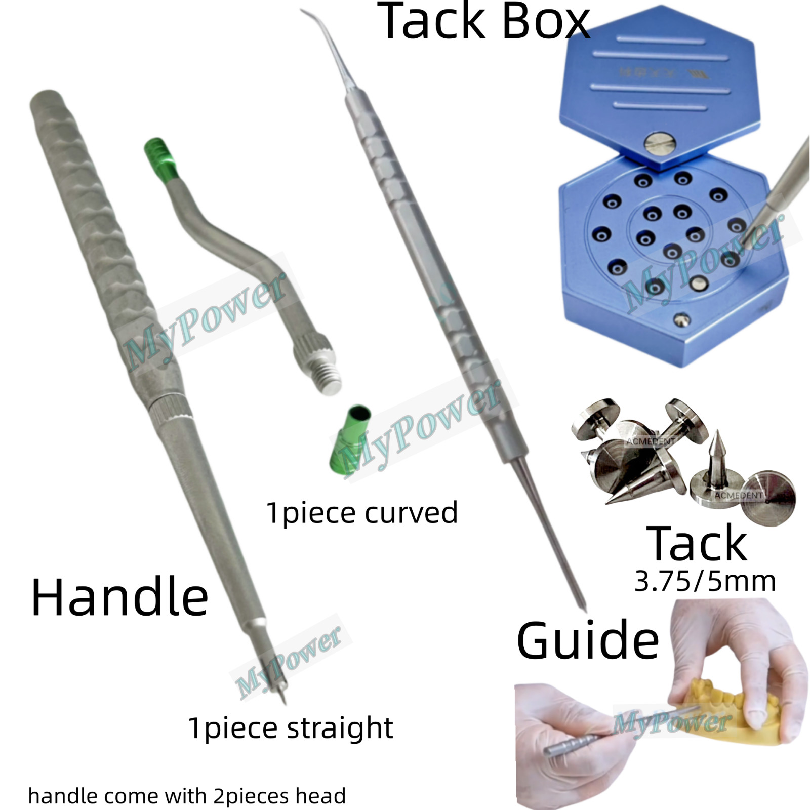 Dental Bone Tack Tac Pins Handle Titanium Tacks Membrane Guide Catcher 3.75/5mm