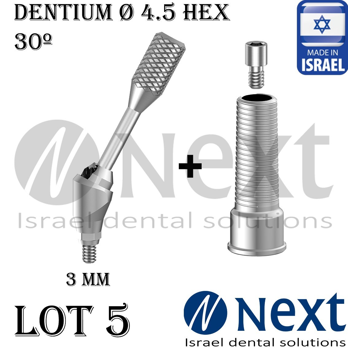 Lot x 5 Multi Unit set 30° Implantium Fit titanium sleeve 3 mm