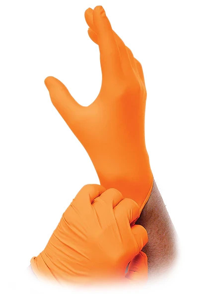 Atlantic Safety Orange Lightning Disposable Nitrile Gloves Powder-Free Large 6ml