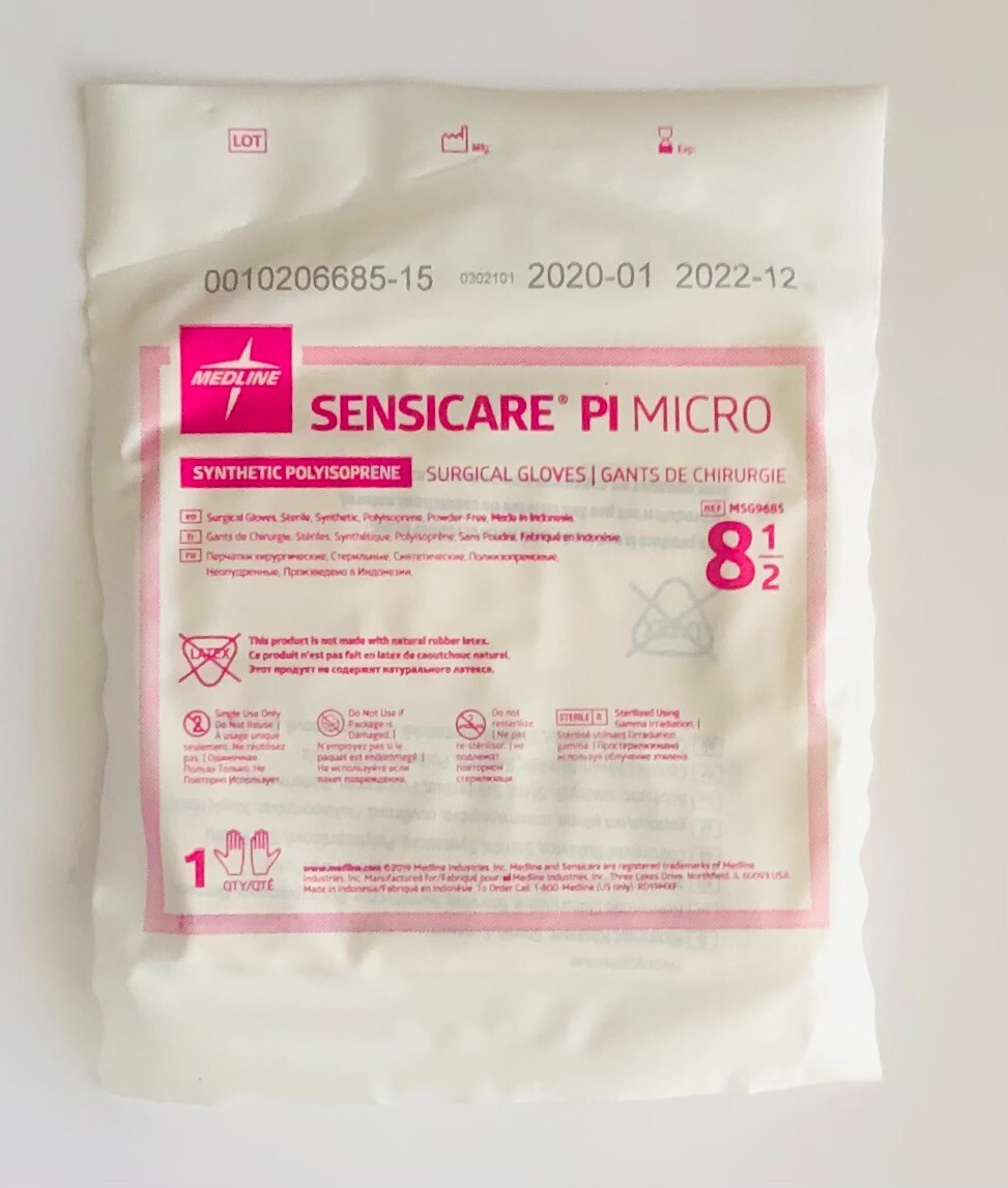 10 Pair SENSICARE PI MICRO Synthetic Polyisoprene Gloves Size (8 + 8.5)