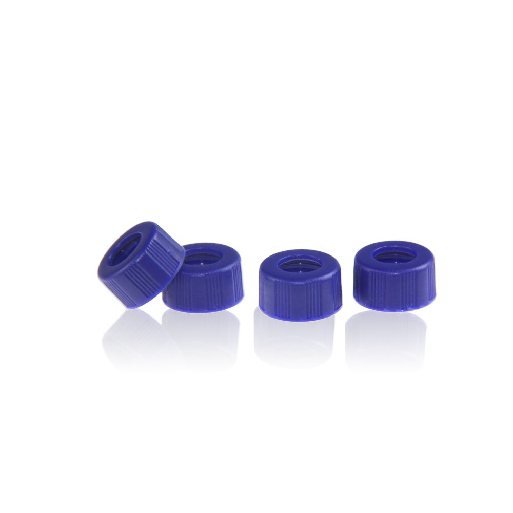 10000pcs Pre-Slit 9-425 Screw-Top Thread Caps 9mm Blue PTFE/White Silicone Septa