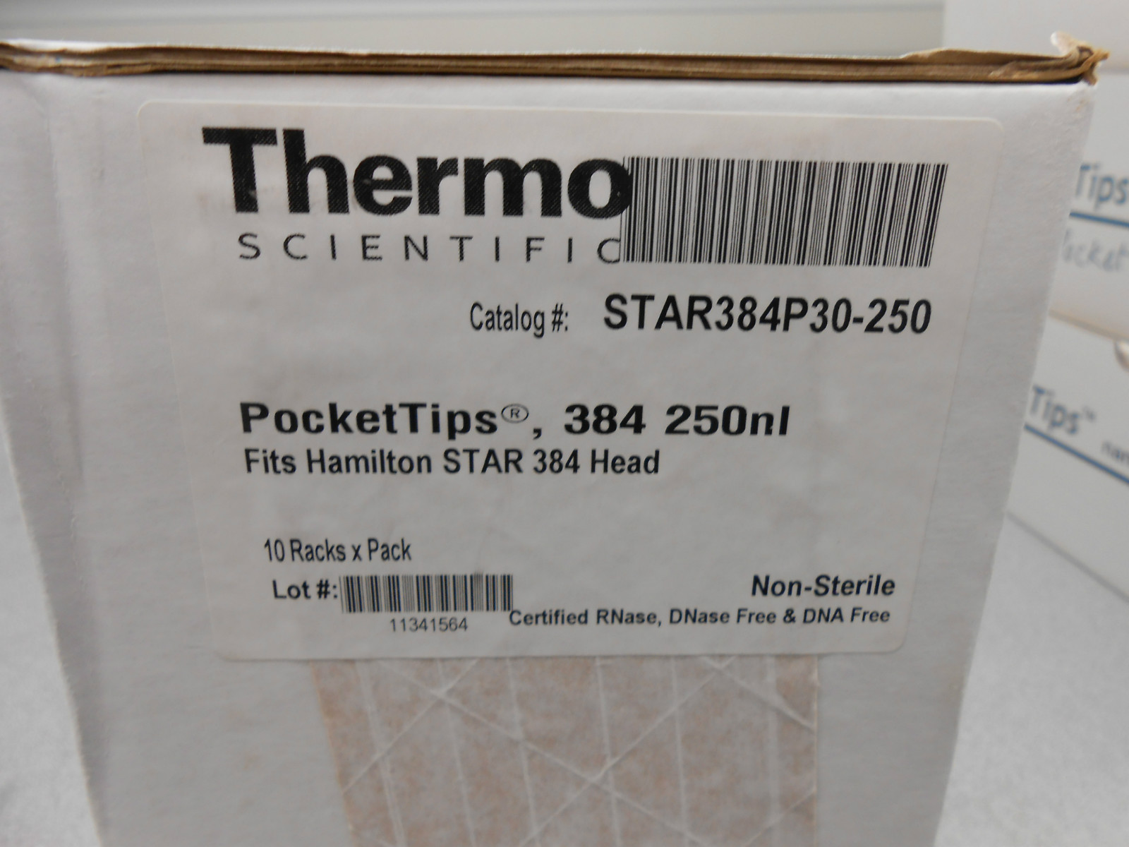 1 BOX OF 10 RACKS OF 384 EACH OF THERMO SCIENTIFIC POCKET TIPS, STAR384P30-250