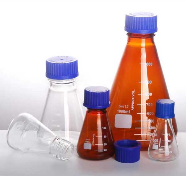 50ml – 1000ml Transparent Erlenmeyer Flask with Blue Cap Laboratory Glassware CA