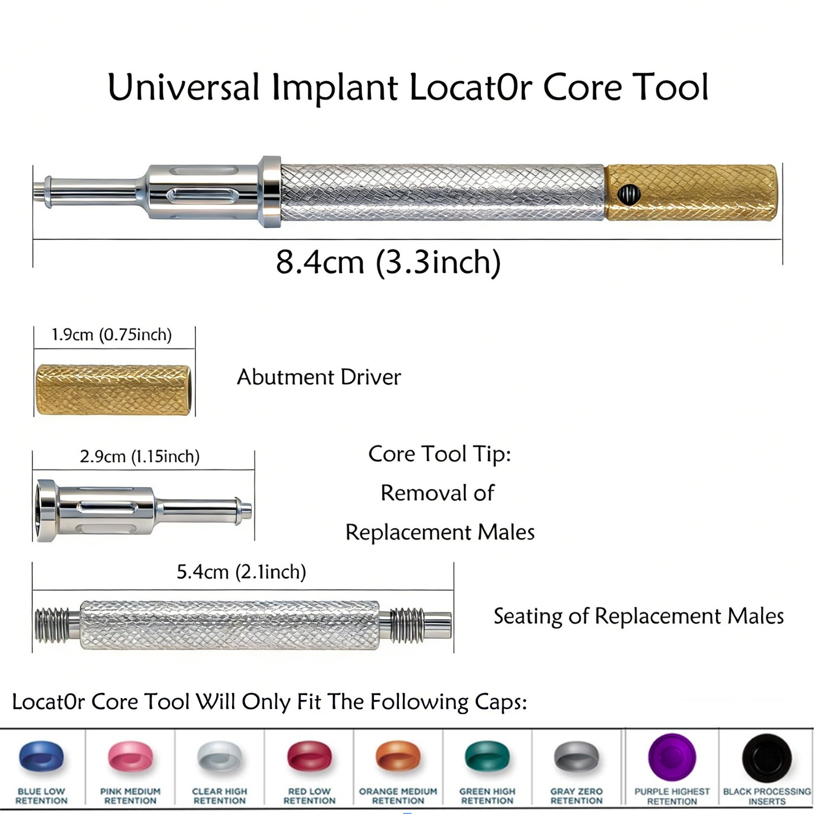 US Universal Implant Remove Core Tool Set – PEEK, Durable, 2.4 lbs, 4pcs Set
