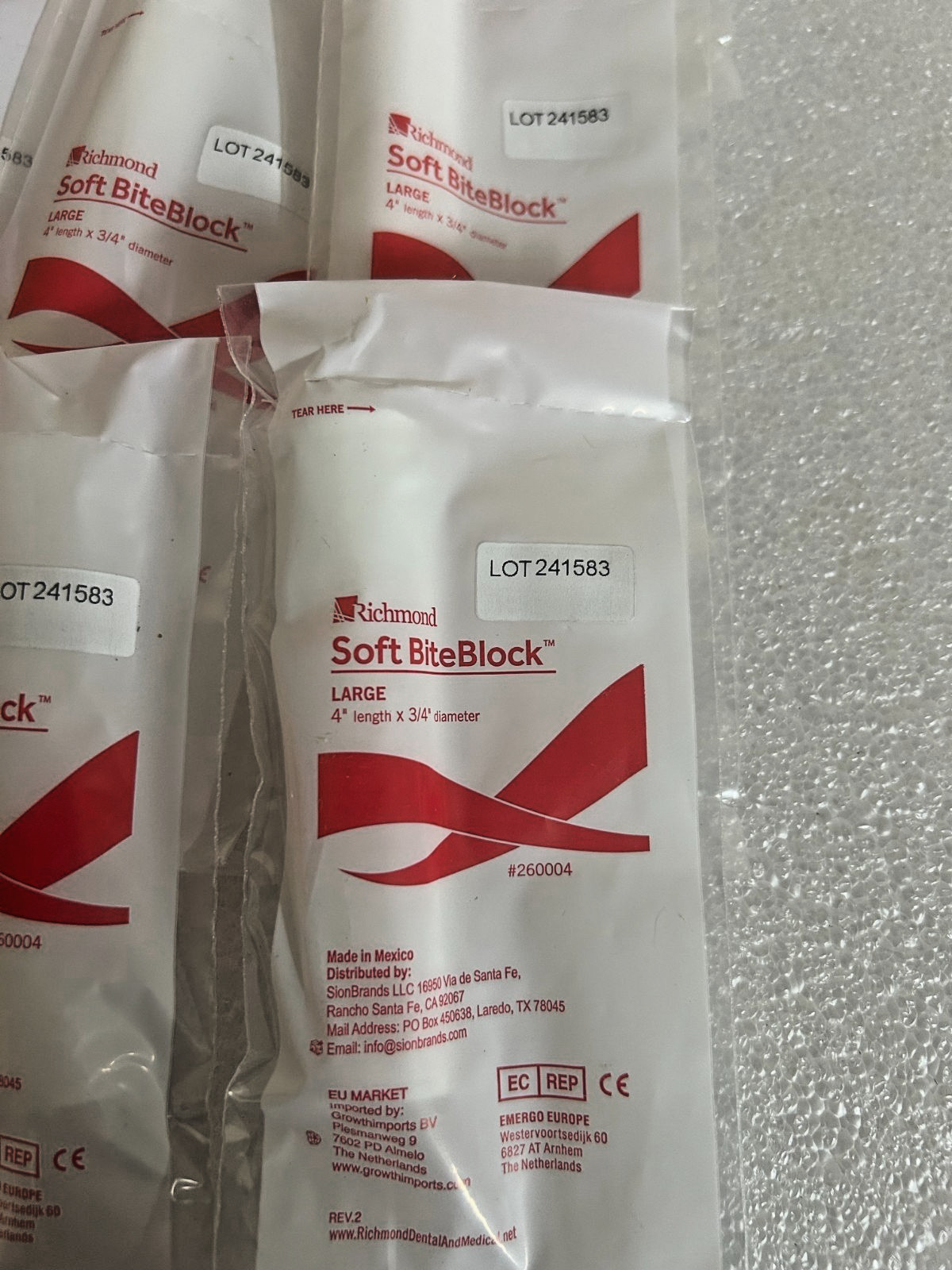 15x Richmond Soft BiteBlock Large 4″ x 3/4″ 260004 New Sealed