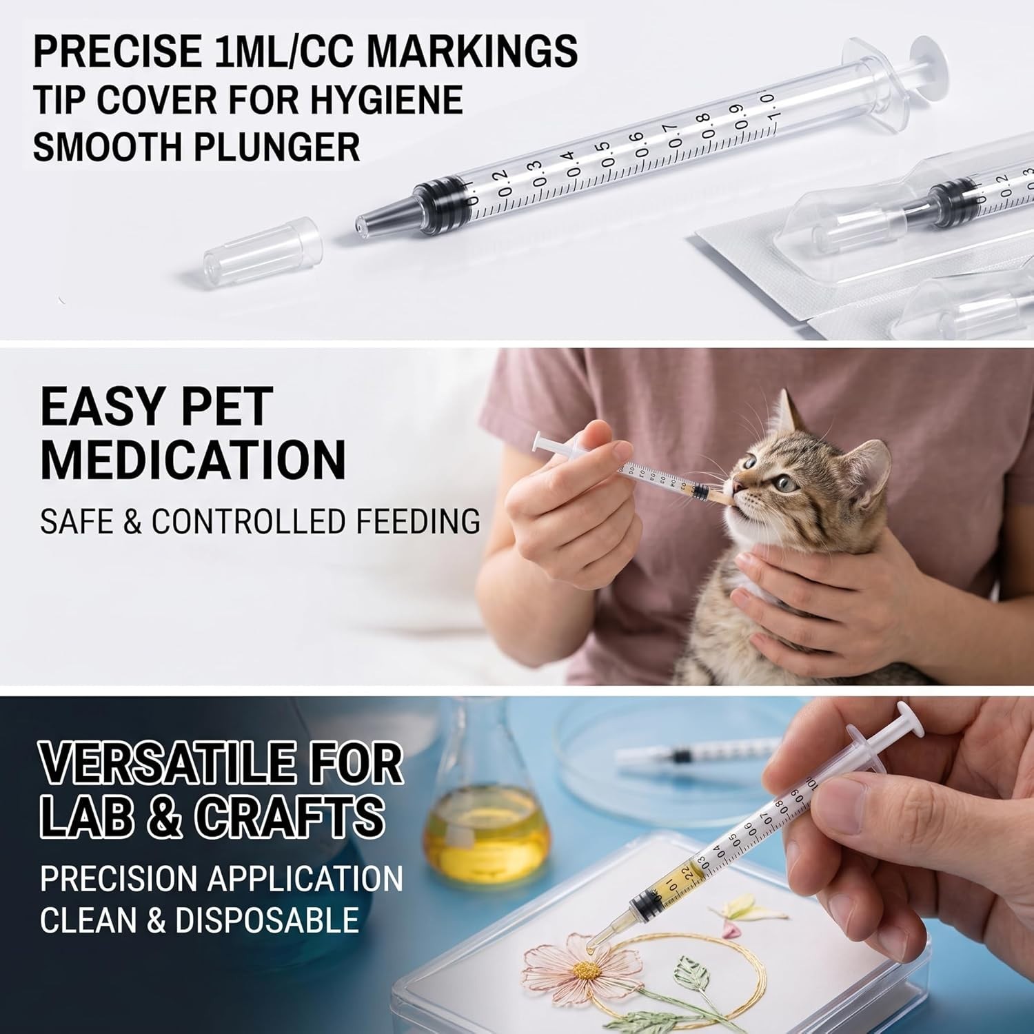 1ml Syringes without Needle – 50 Pack for Accurate Liquid Dispensing & Safety