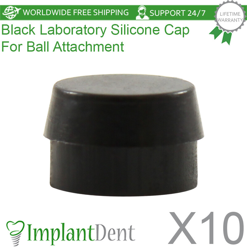 10x Black Lab Silicone Cap for Ball Attachment Dental Prosthetics Accessories