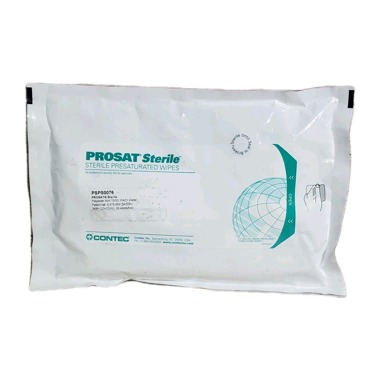PROSAT® Sterile™ Polynit Heatseal Half-Folded 9″x9″ Wipes 20 Count Package