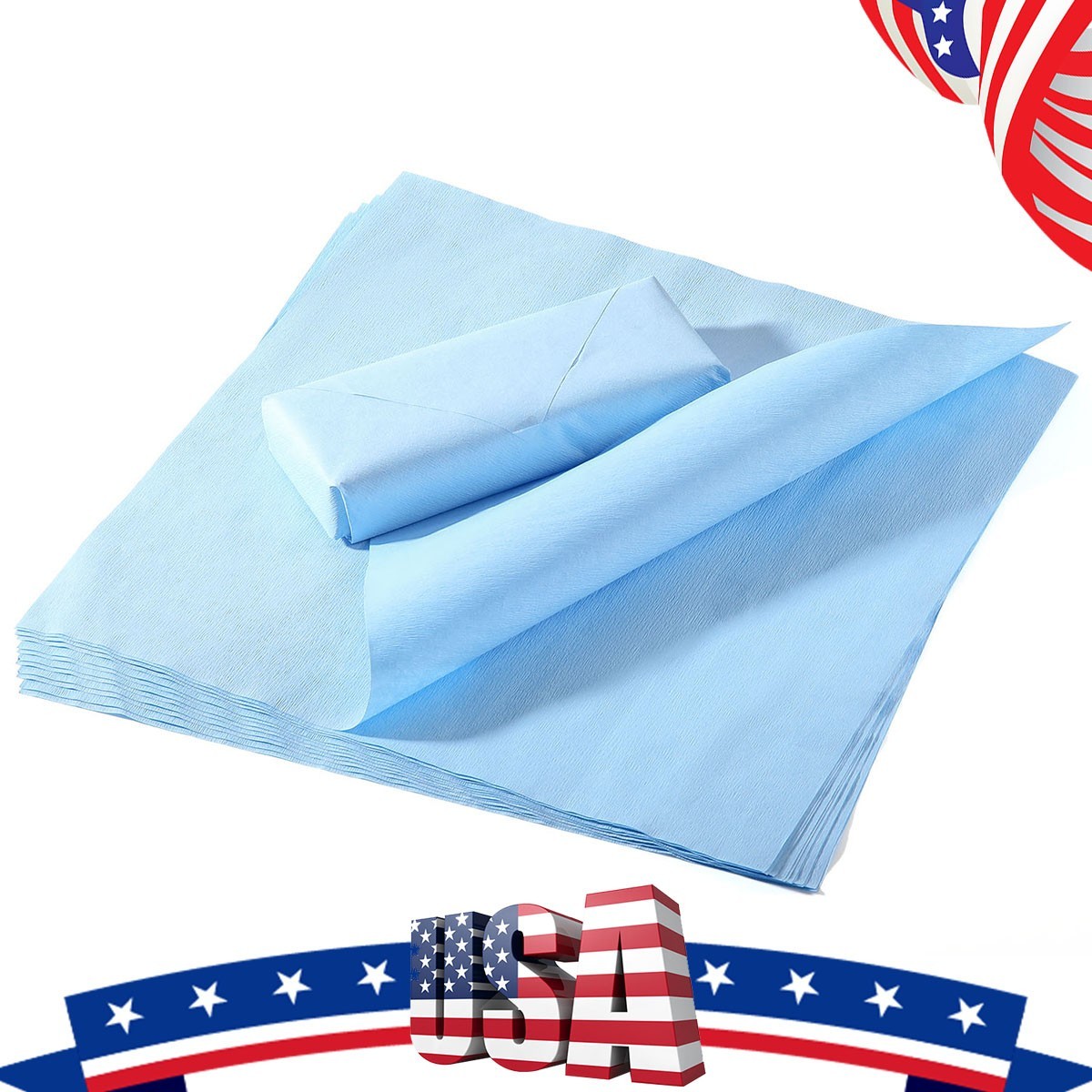 100pc CSR Autoclave Sterilization Wrap Sheets Crepe Paper 15″x15″(38*38cm),60gsm