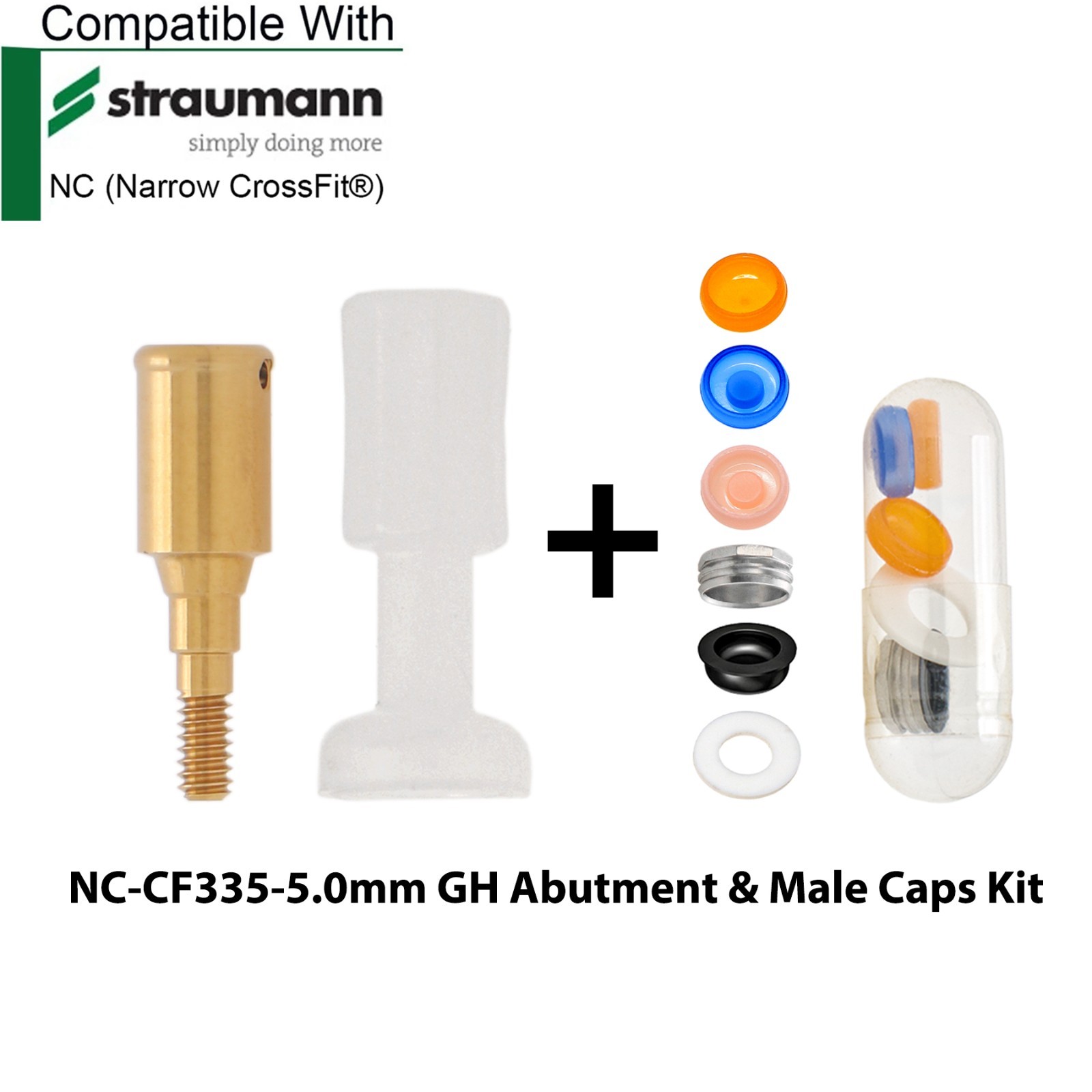 Dental Locator Abutment Compatible STRAUMANN Bone Level NC/RC & Male Caps Kit