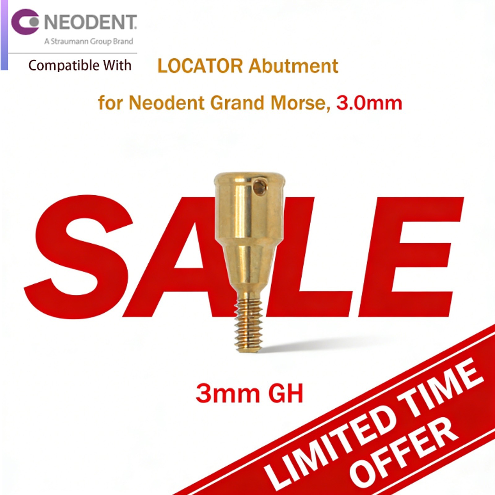 Overdenture Locator Abutment Neodent GRAND MORSE GM Male Caps Inserts Core Tool