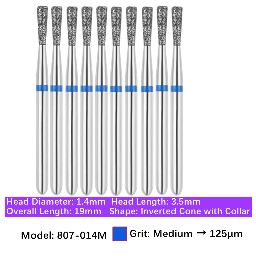 Vakker Dental Inverted Cone FG Diamond Bur 807-014M Medium 10/pk