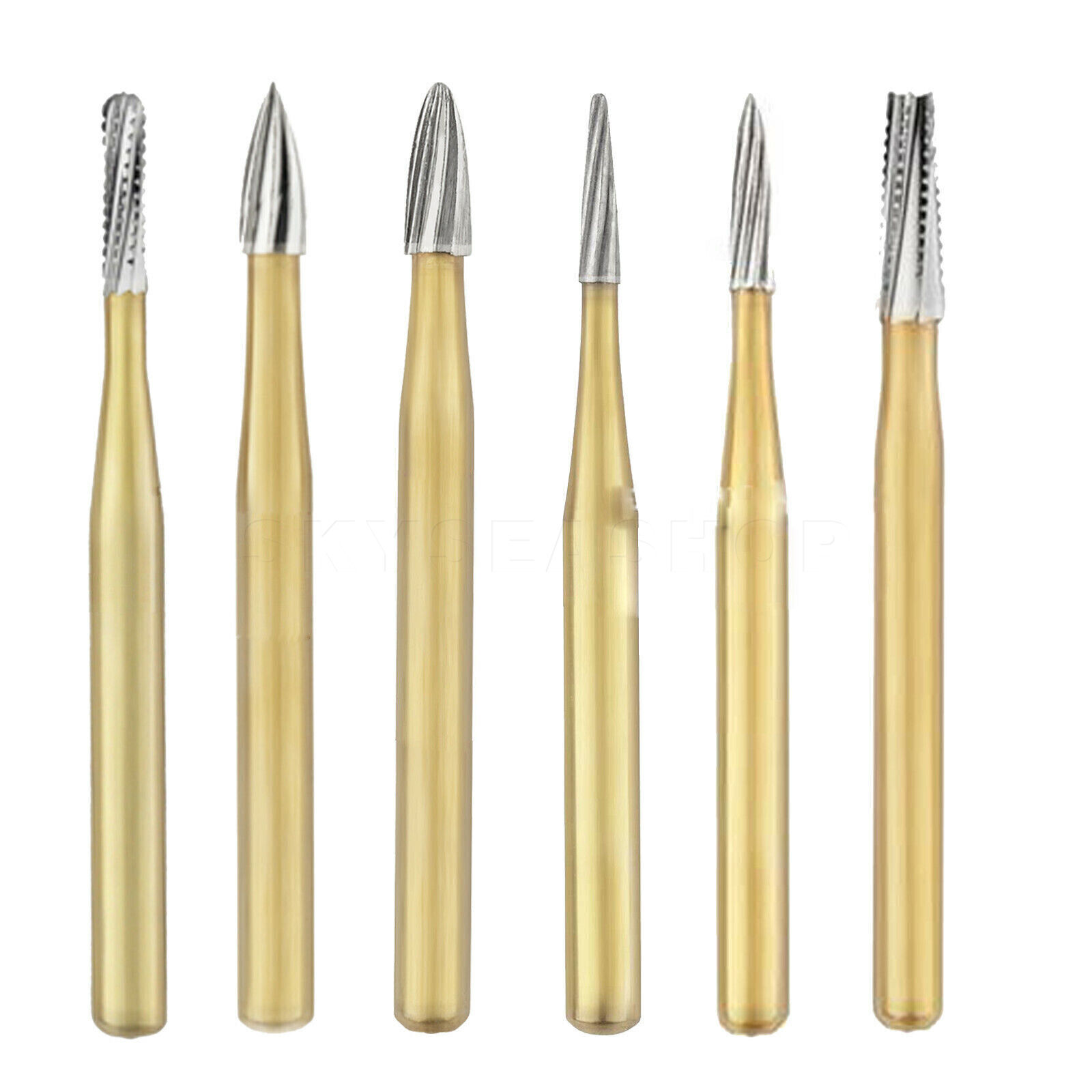 10 Pcs Dental Trimming&Finishing Gold Burs Carbide Burs 7901/7903/7406/7404/1958