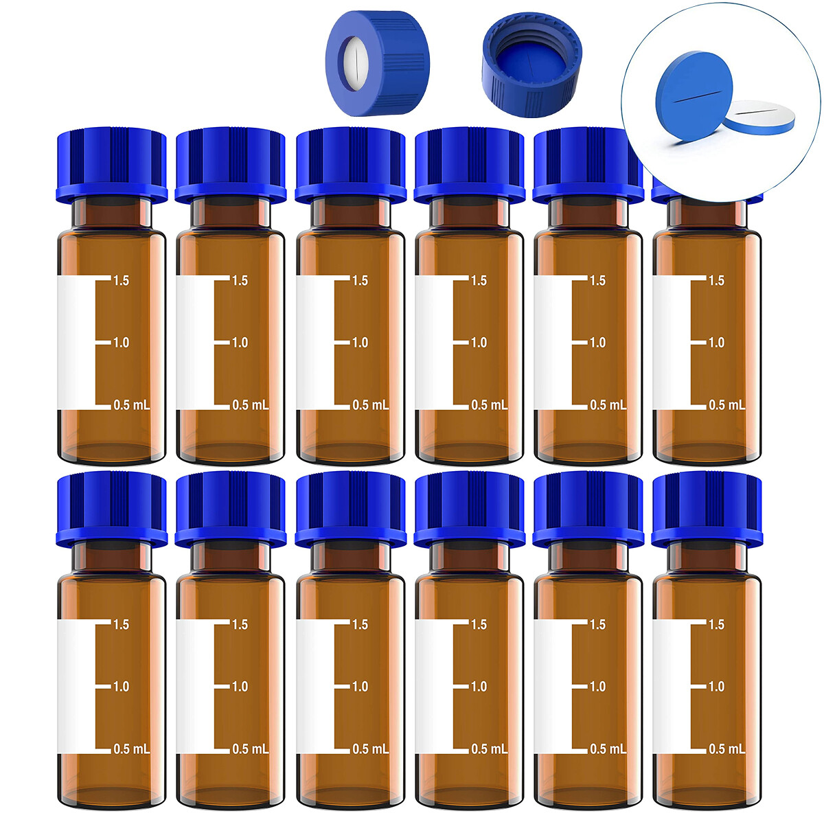 Autosampler Vials 2ml HPLC Vials Amber Lab Vials with 9-425 Screw Pre-slit Caps