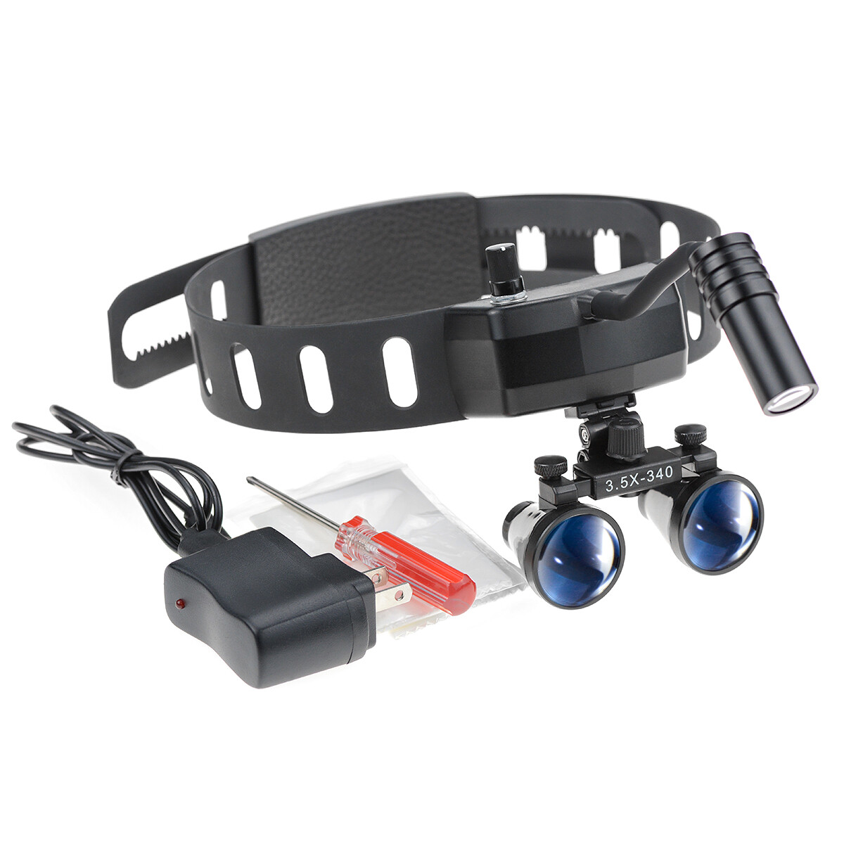 Dental 5W LED Binocular Headlight Leather Headband DY-005+3.5X Surgery Loupe CE