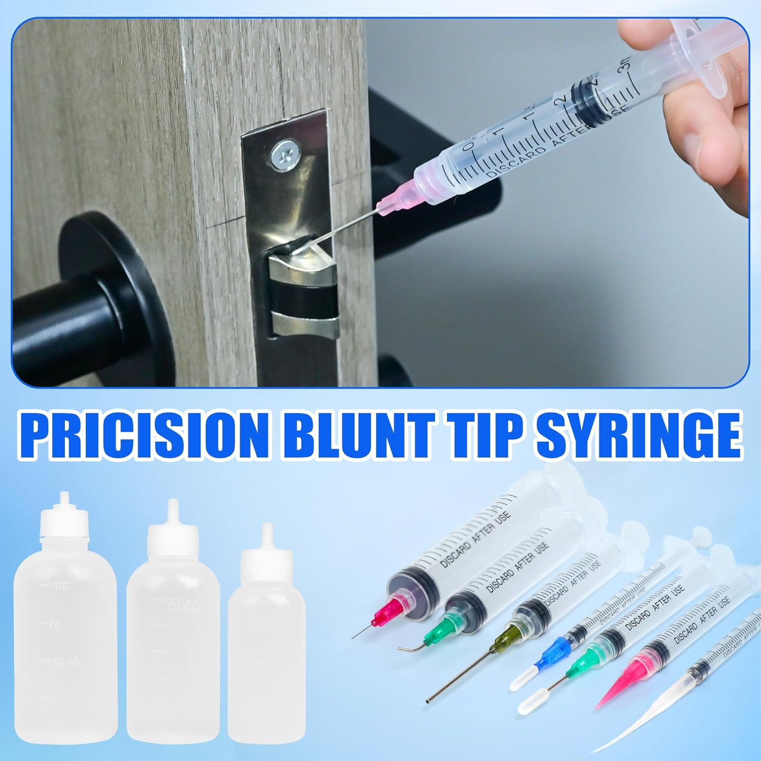 Glue Syringe Needle Tip Squeeze Bottles Set (1Ml-50Ml), 14G-22G Blunt Needle Tip